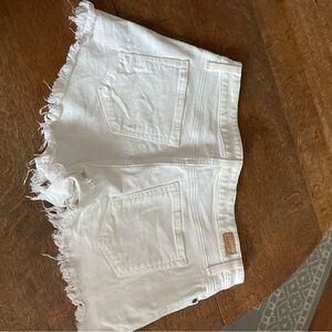 PAIGE White Distressed Jean Shorts